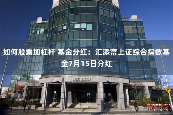 如何股票加杠杆 基金分红：汇添富上证综合指数基金7月15日分红