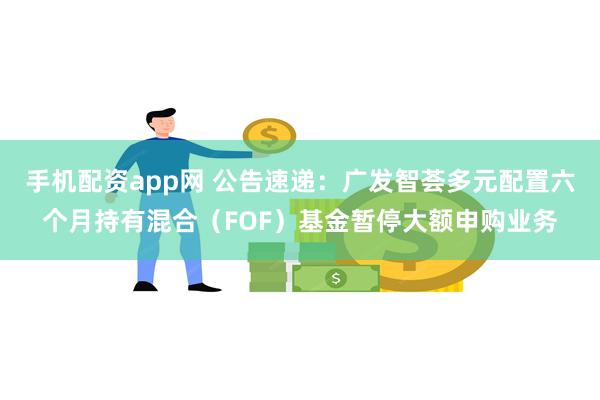 手机配资app网 公告速递：广发智荟多元配置六个月持有混合（FOF）基金暂停大额申购业务